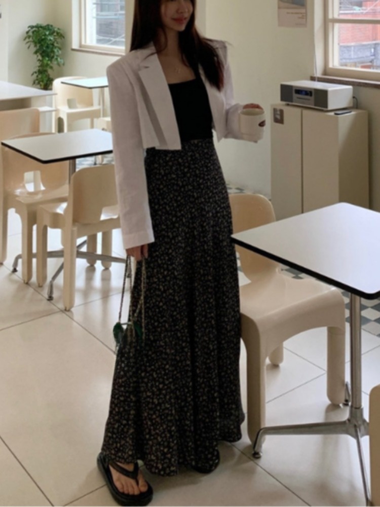 Floral Print Half-length Skirt - Korean Daily Lifestyle 评论和价格